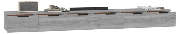 2 db szürke sonoma színű szerelt fa faliszekrény 102x30x20 cm