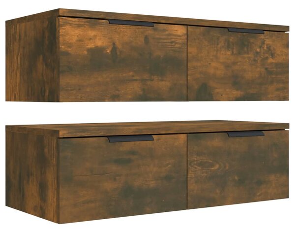 2 db füstös tölgyszínű szerelt fa fali szekrény 68 x 30 x 20 cm