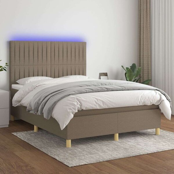 VidaXL Rugós Ágy - LED-es Fejtámla - 140x190 cm