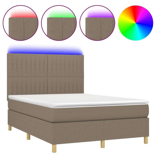 VidaXL Rugós Ágy - LED-es Fejtámla - 140x190 cm