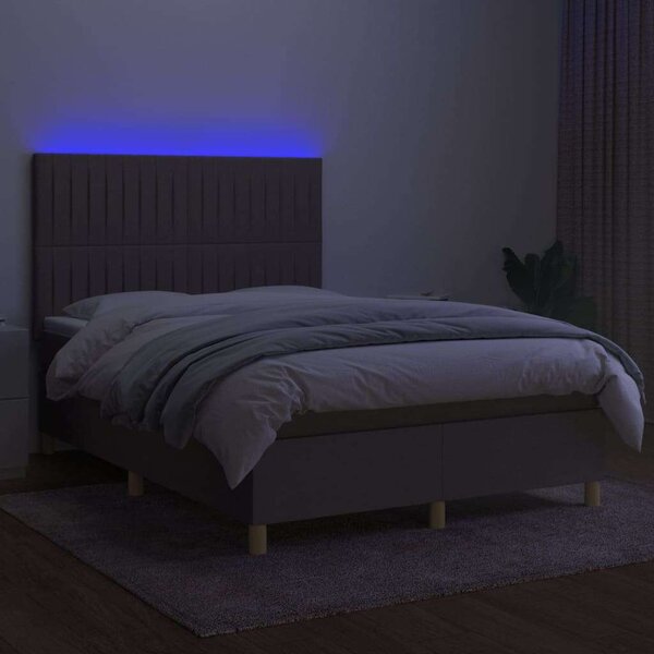 VidaXL Rugós Ágy - LED-es Fejtámla - 140x190 cm