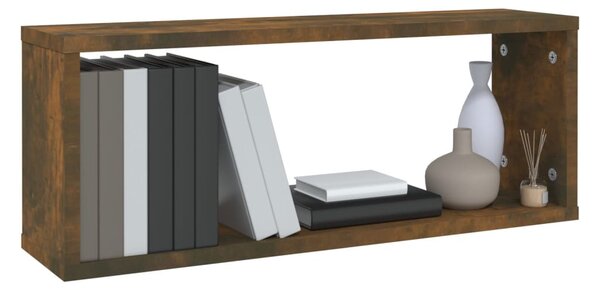 4 db füstös tölgy színű szerelt fa fali kockapolc 60x15x23 cm