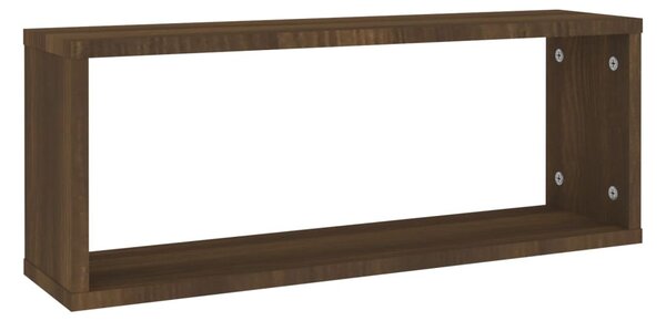 2 db barna tölgy színű szerelt fa fali kockapolc 60x15x23 cm