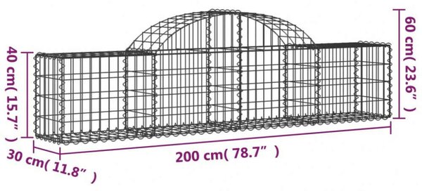 VidaXL Íves Gabion Kosár Szett - 13 db - 200x30x40/60 cm