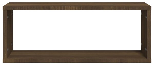 2 db barna tölgy színű szerelt fa fali kockapolc 60x15x23 cm
