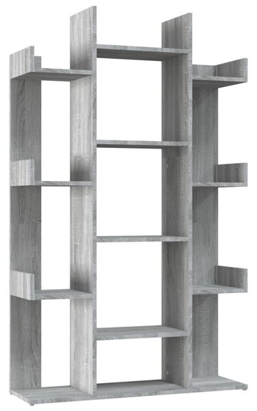 Szürke sonoma színű szerelt fa könyvszekrény 86 x 25,5 x 140 cm