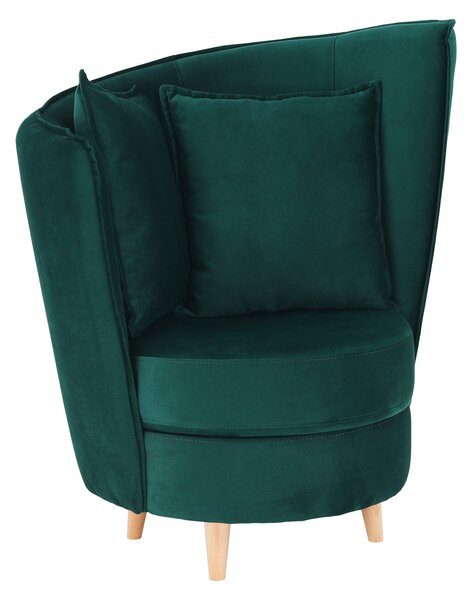 KONDELA Fotel Art Deco stílusban, smaragd Kronos szövet/tölgy, ROUND NEW