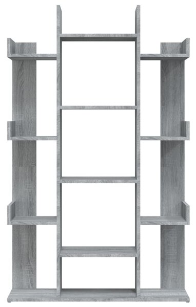 Szürke sonoma színű szerelt fa könyvszekrény 86 x 25,5 x 140 cm