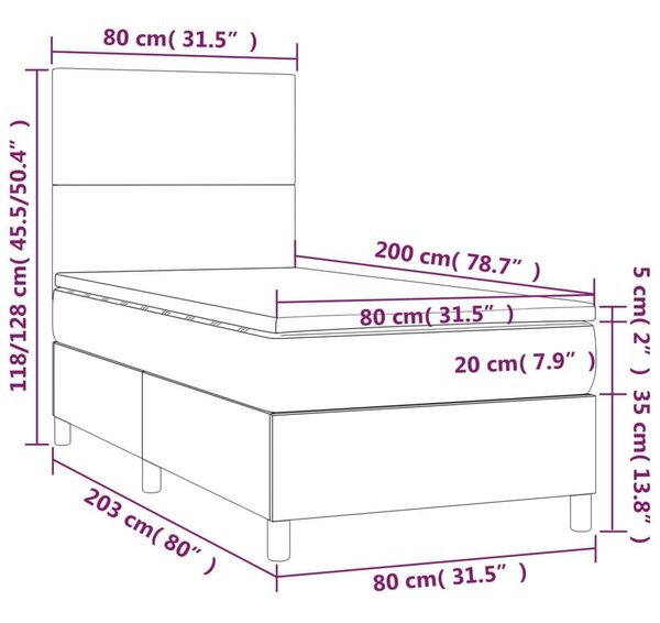 VidaXL Bársony Ágy Matraccal - Rózsaszín - 80x200 cm