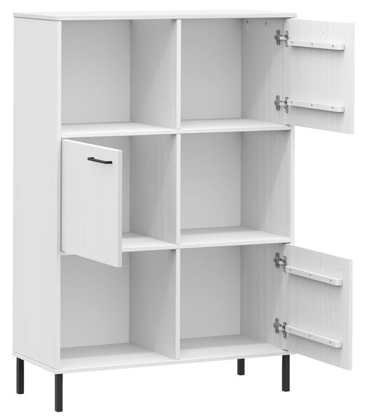 OSLO fehér tömör fa könyvszekrény fém lábakkal 90x35x128,5 cm