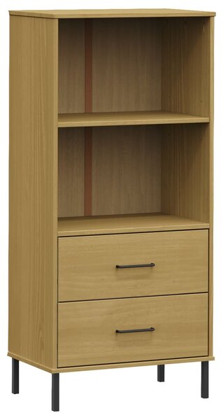 OSLO barna tömör fa könyvszekrény 2 fiókkal 60 x 35 x 128,5 cm