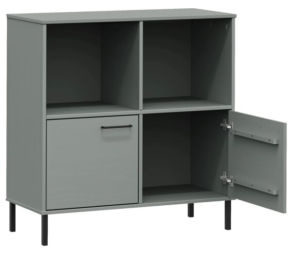 OSLO szürke tömör fa könyvszekrény fém lábakkal 90x35x90,5 cm