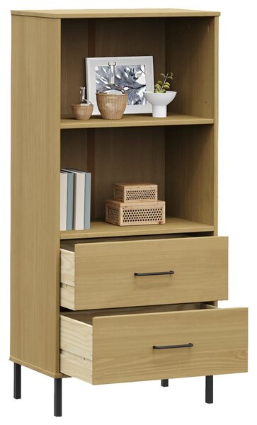 OSLO barna tömör fa könyvszekrény 2 fiókkal 60 x 35 x 128,5 cm