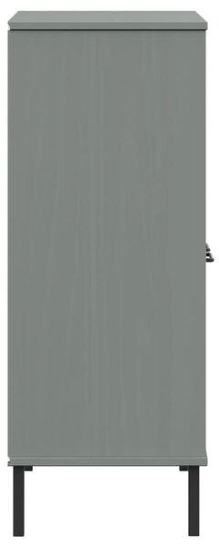 OSLO szürke tömör fa könyvszekrény fém lábakkal 90x35x90,5 cm