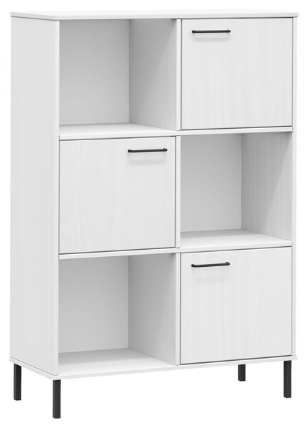 OSLO fehér tömör fa könyvszekrény fém lábakkal 90x35x128,5 cm