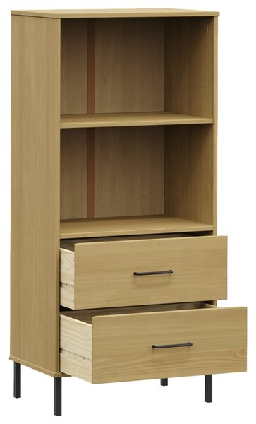 OSLO barna tömör fa könyvszekrény 2 fiókkal 60 x 35 x 128,5 cm