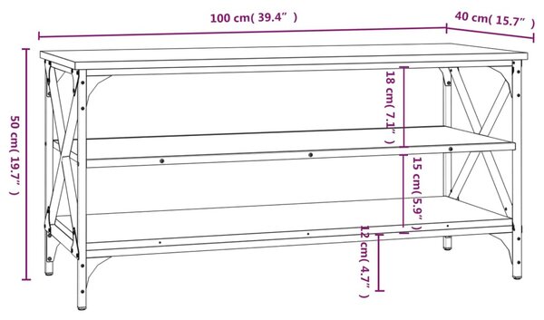 Füstös tölgy színű szerelt fa TV-szekrény 100x40x50 cm