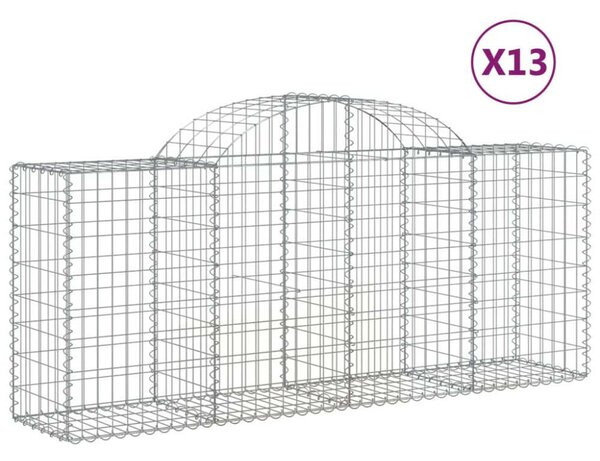 VidaXL 13 db íves horganyzott vas gabion kosár 200x50x80/100 cm