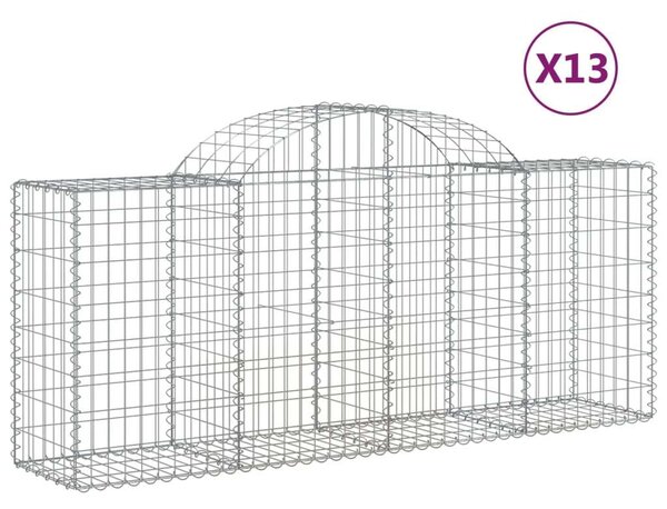 VidaXL 13 db íves horganyzott vas gabion kosár 200x50x80/100 cm