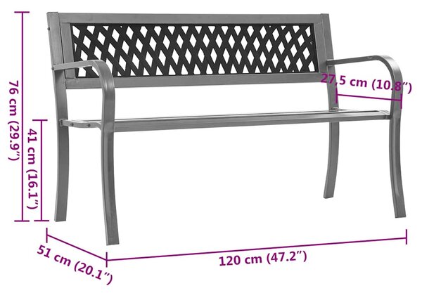 VidaXL fekete acél kerti pad 120 cm