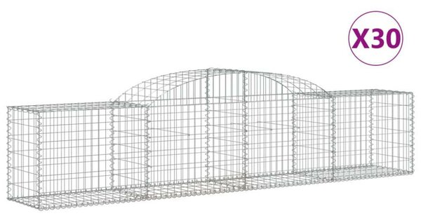 VidaXL 30 db íves horganyzott vas gabion kosár 300x50x60/80 cm