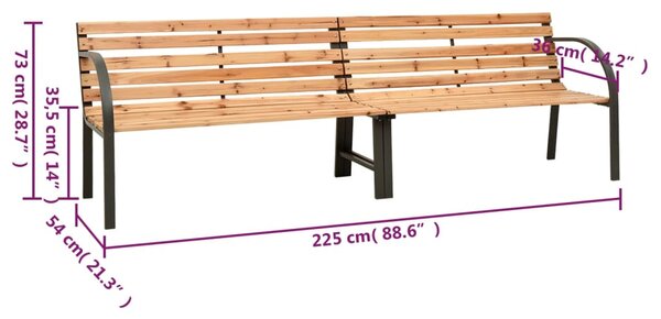 Tömör fenyőfa kerti ikerpad 225 cm