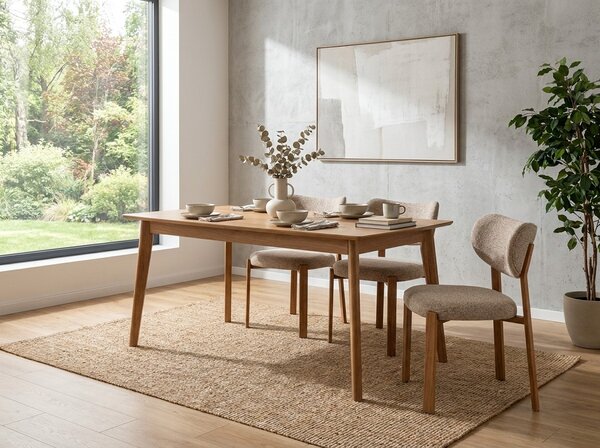 Kárpitozott étkezőszék ROVENI, tölgy/beige