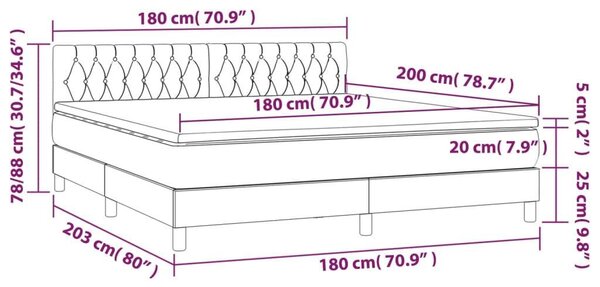 VidaXL Krémszínű Ágy LED-del - 180x200 cm
