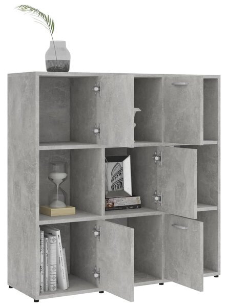 Betonszürke szerelt fa könyvszekrény 90 x 30 x 90 cm