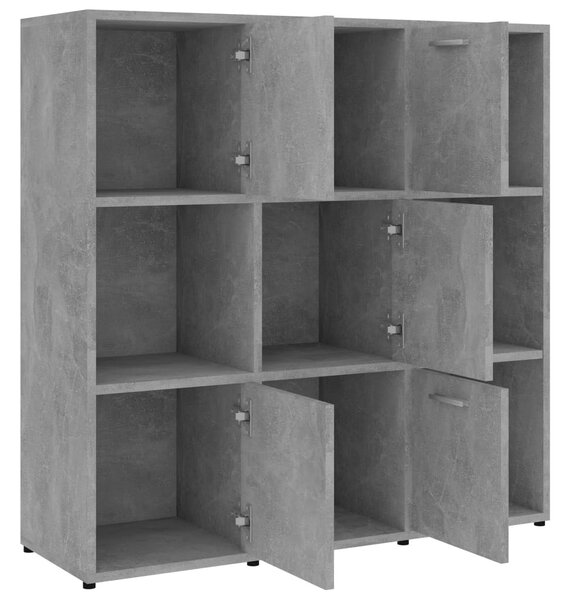 Betonszürke szerelt fa könyvszekrény 90 x 30 x 90 cm