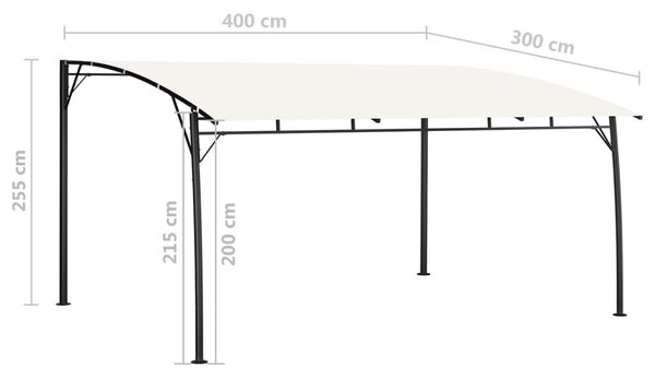 Krémszínű kerti napellenző 4 x 3 x 2,55 m