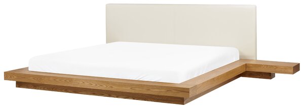 Ágy Műbőr ZEN 180 x 200 cm Természetes kőris