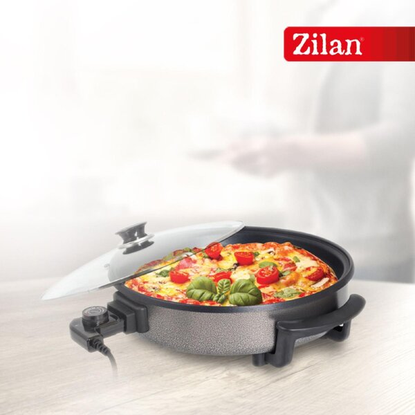 Zilan ZLN7870 elektromos serpenyő, 1500 W, alumínium serpenyő, tepadásmentes bevonat, 36 cm-es átmérő, üvegfedő, hőmérséklet szabályozó