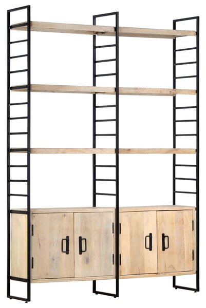 4-szintes tömör mangófa könyvespolc 124 x 30 x 180 cm