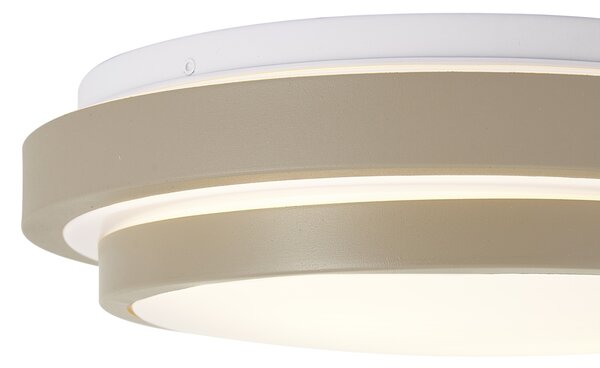 Modern mennyezeti lámpa taupe és fehér 34 cm 2-lámpás IP44 - Walden