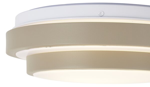 Modern mennyezeti lámpa taupe fehérrel 25 cm IP44 - Walden