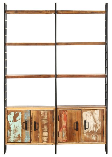 4 szintes tömör újrahasznosított fa könyvespolc 124x30x180 cm