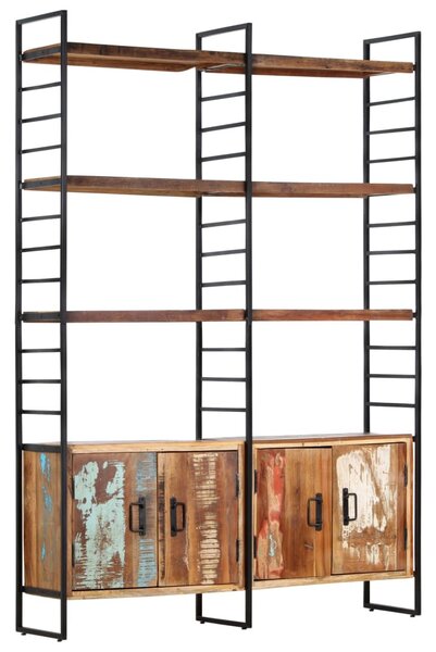 4 szintes tömör újrahasznosított fa könyvespolc 124x30x180 cm