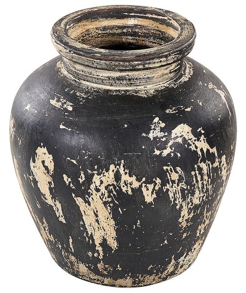 Fekete és bézs terrakotta dekoratív váza 33 cm LINDOS