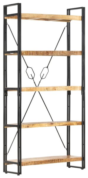 5-szintes tömör mangófa könyvespolc 90 x 30 x 180 cm