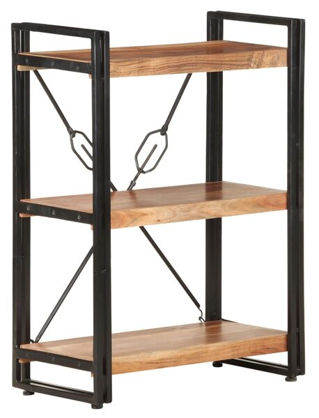 3 szintes tömör akácfa könyvespolc 60 x 30 x 80 cm