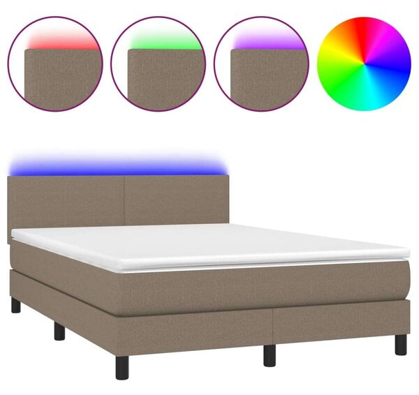 VidaXL Ágy 140x190 cm - LED-es, Zsebrugós Matraccal