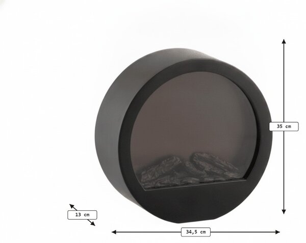 LED dekoráció kerek kandalló COZY WARM 35x34,5 cm, fekete