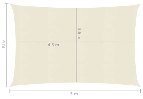 VidaXL HDPE Napvitorla - Krémszínű - 4x5m