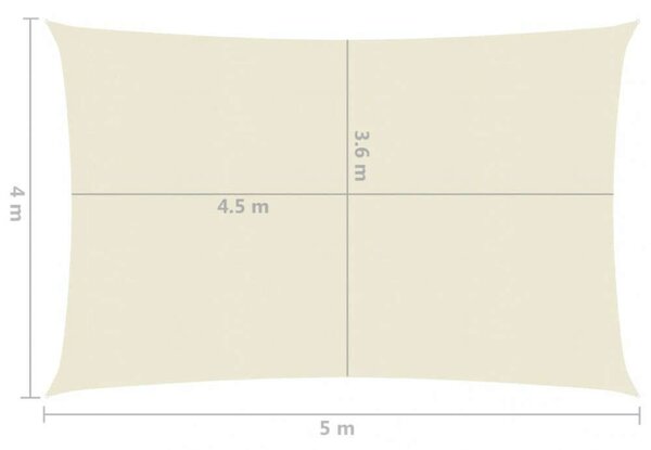 VidaXL HDPE Napvitorla - Krémszínű - 4x5m
