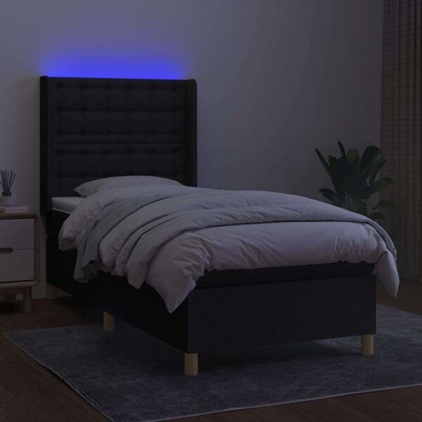 VidaXL LED-es Ágy - Fekete Szövet - 100x200 cm