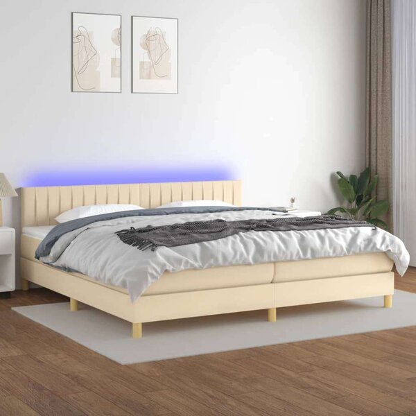 VidaXL Krémszínű Ágy - Rugós Matraccal - 200x200 cm