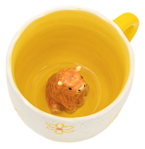 Sárga-krémszínű porcelán bögre 350 ml Surprise Highland Cow – Sass & Belle