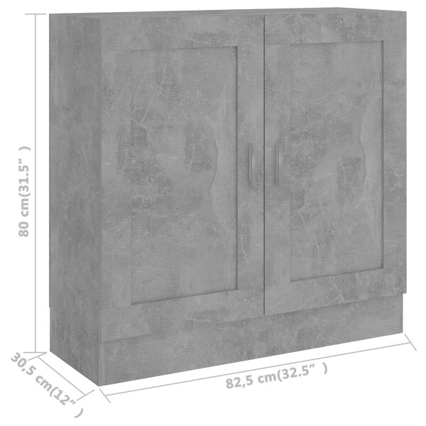 Betonszürke szerelt fa könyvszekrény 82,5 x 30,5 x 80 cm
