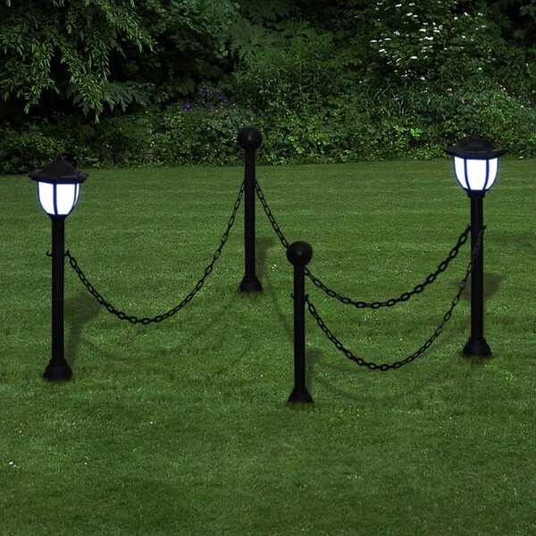 Lánc Kerítés kültéri lámpával 2 LED Lámpa Két Pózna